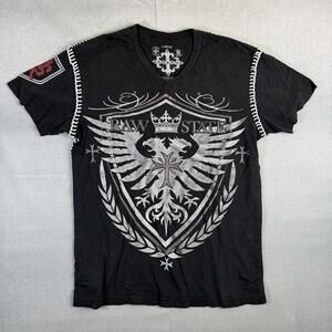 VTG Raw State Redemption T-Shirt Mens Large Black Y2K Affliction Style Grunge